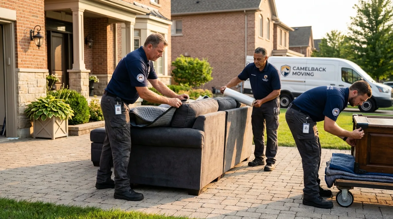 Large estate moving crew wrapping furniture in Cedarville, AR